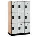 Salsbury Industries Wardrobe Locker, 45" W, 21" D, 76" H, (3) Wide, (9) Openings, Gray 23361GRY